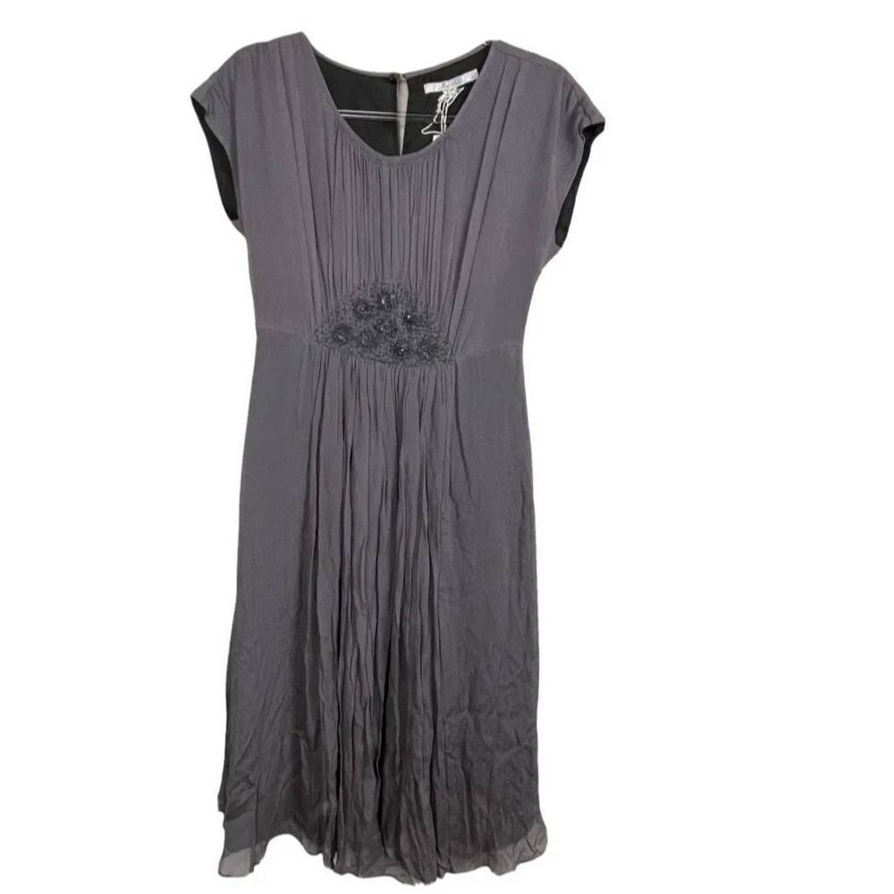 NWT BODEN 100% VISCOSE PEWTER JEWELED GEORGETTE DRESS WH581 sz 12R